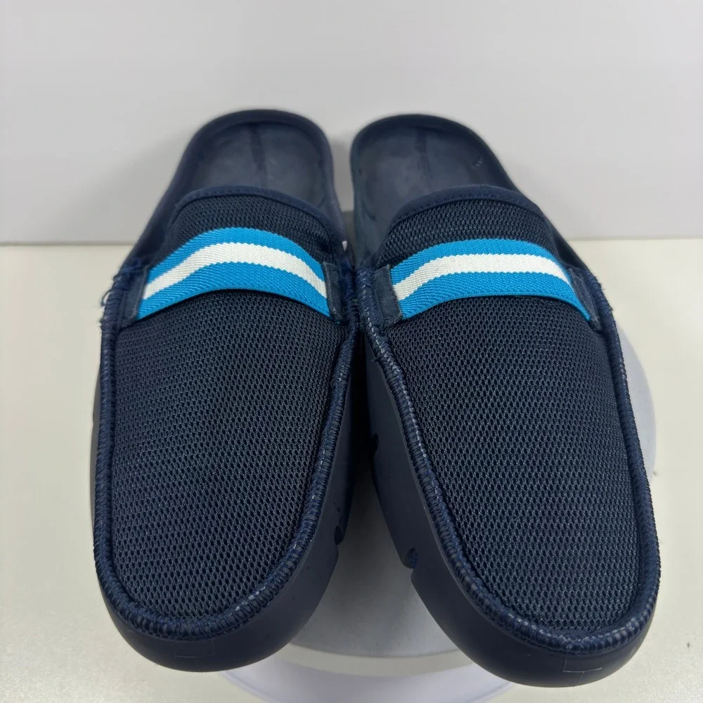 SWIMS Breeze Wave‎ Mule Mens Navy Blue Mesh Striped Slip On Backless Loafers
